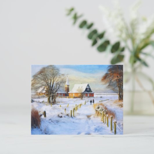 Baltisch zee in de winter. Lopende mensen Briefkaart (Staand voorkant)