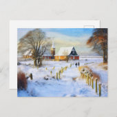 Baltisch zee in de winter. Lopende mensen Briefkaart (Voorkant / Achterkant)