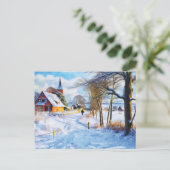 Baltisch zee in de winter. Man lopen. Kunst Briefkaart (Staand voorkant)