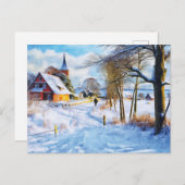 Baltisch zee in de winter. Man lopen. Kunst Briefkaart (Voorkant / Achterkant)