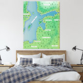 Baltische kaart van het zee canvas afdruk (Insitu (Slaapkamer))