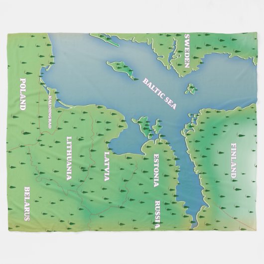 Baltische kaart van het zee fleece deken (Voorkant (Horizontaal))