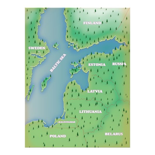 Baltische kaart van het zee foto afdruk (Voorkant)
