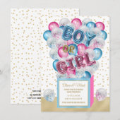 Baltische verrassingsdoos gender onthullen uitnodi kaart (Voorkant / Achterkant)