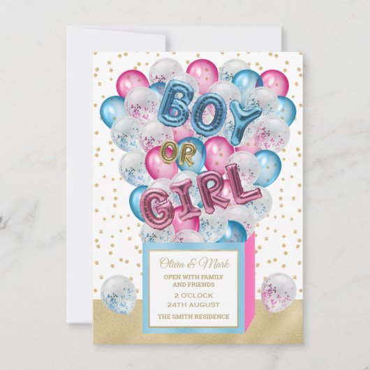 Baltische verrassingsdoos gender onthullen uitnodi kaart (Voorkant)