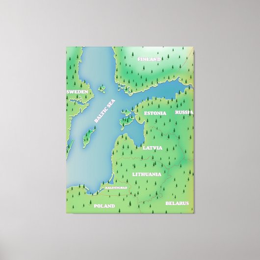 Baltische zee kaart canvas afdruk (Voorkant)