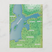 Baltische zeekaart briefkaart (Voorkant)