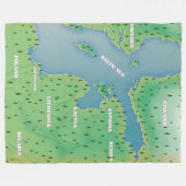 Baltische zeekaart fleece deken (Voorkant (Horizontaal))