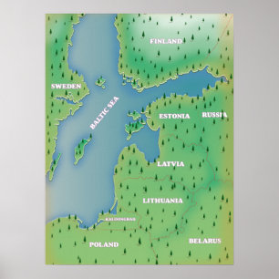 Baltische zeekaart poster
