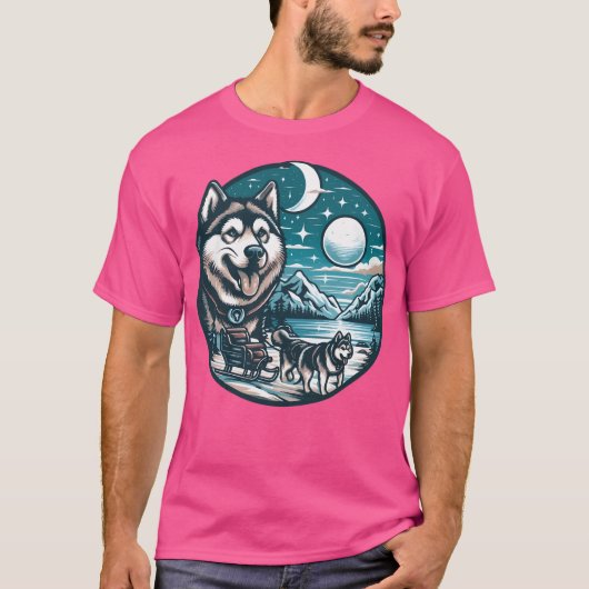 Balto de sledehond in Alaska met maanveranderingen T-shirt (Voorkant)