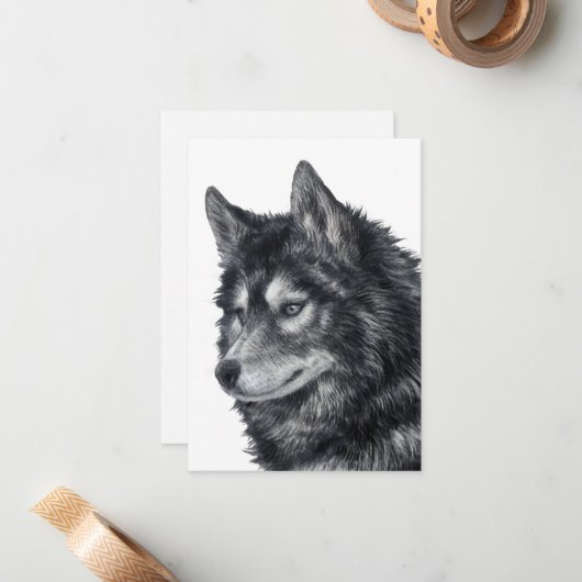 Balto Dog Art Notitiekaartje (Voorkant / Achterkant in situ)