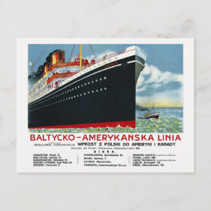 Bałtycko-Amerykańska Linia Poland Vintage Poster Briefkaart