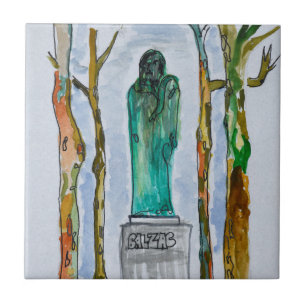 Balzac-beeld van Rodin   Parijs, Frankrijk Tegeltje