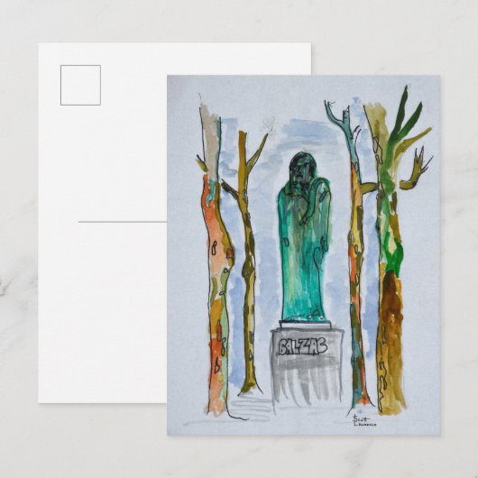 Balzac-standbeeld van Rodin | Parijs, Frankrijk Briefkaart (Voorkant / Achterkant)