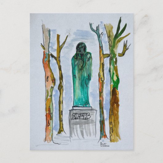 Balzac-standbeeld van Rodin | Parijs, Frankrijk Briefkaart (Voorkant)