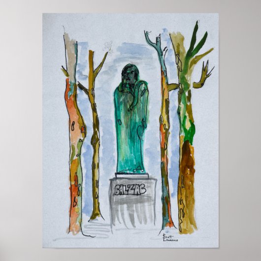Balzac-standbeeld van Rodin | Parijs, Frankrijk Poster (Voorkant)