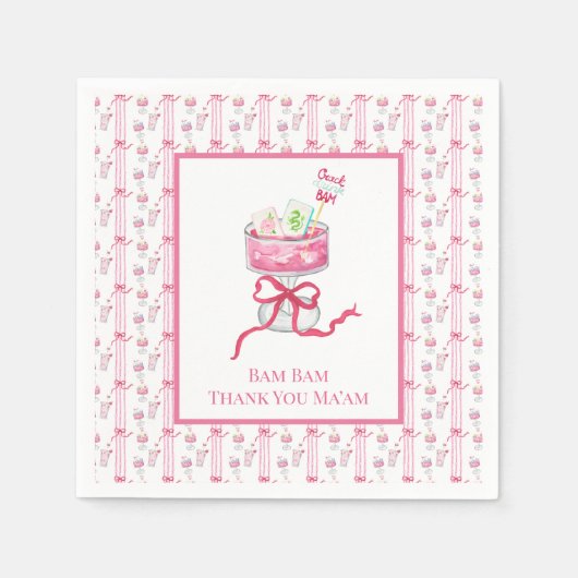 Bam Bam Dank U Ma'am Mahjong Drink Tegels Grappig Servet (Voorkant)