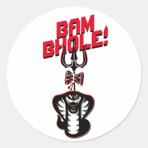 "BAM BHOLE" LORD SHIVA'S NAAG EN TRISHUL RONDE STICKER