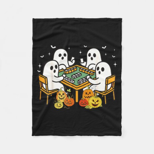Bam Boo Halloween Ghost Mahjong Funny Costume Game Fleece Deken (Voorkant)