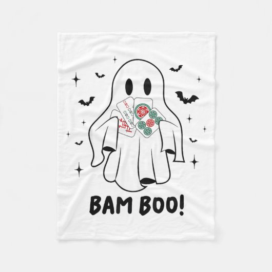 Bam Boo Halloween Ghost Mahjong Funny Costume Game Fleece Deken (Voorkant)