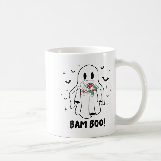 Bam Boo Halloween Ghost Mahjong Funny Costume Game Koffiemok (Rechts)