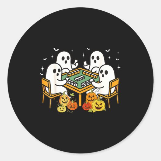 Bam Boo Halloween Ghost Mahjong Funny Costume Game Ronde Sticker (Voorkant)