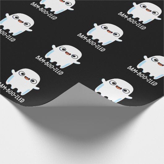 Bam-boo-zled Funny Halloween Ghost Pun Dark BG Cadeaupapier (Hoek)