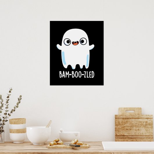 Bam-boo-zled Funny Halloween Ghost Pun Dark BG Poster (Keuken)