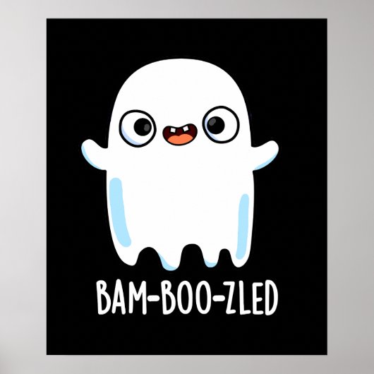 Bam-boo-zled Funny Halloween Ghost Pun Dark BG Poster (Voorkant)