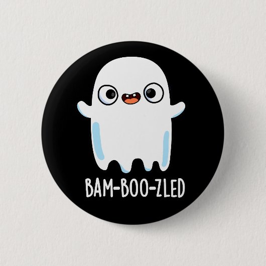 Bam-boo-zled Funny Halloween Ghost Pun Dark BG Ronde Button 5,7 Cm (Voorkant)
