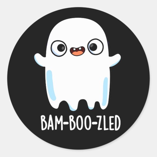 Bam-boo-zled Funny Halloween Ghost Pun Dark BG Ronde Sticker (Voorkant)