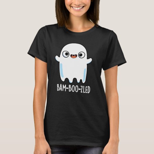 Bam-boo-zled Funny Halloween Ghost Pun Dark BG T-shirt (Voorkant)