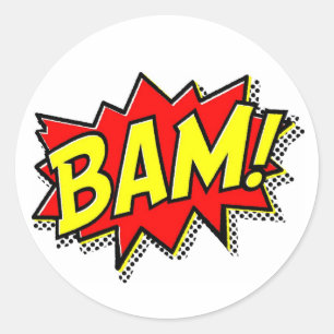 BAM COMICBOOK KLINKT CARTOONS VAN DE STRIPPAGINA RONDE STICKER