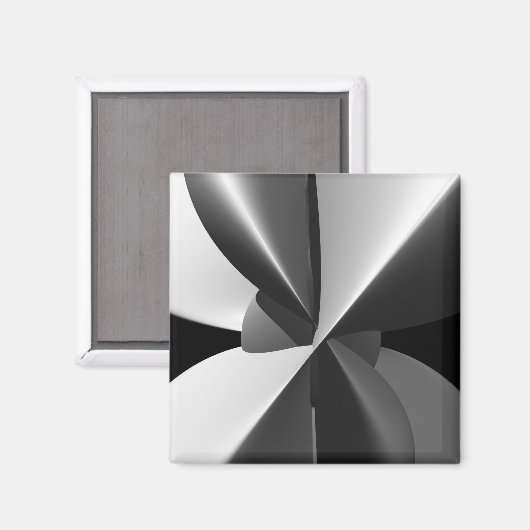 Bam zwart en wit, Abstract fractal Magneet (Voorkant / Achterkant)