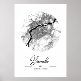Bamako - Mali Black Water City Map Poster