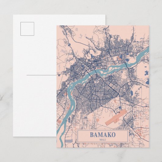 Bamako Mali Breezy City Map Travel Briefkaart (Voorkant / Achterkant)