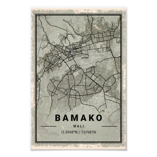 Bamako map print poster canvas | Mali (Voorkant)