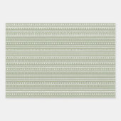Bamanko Boho Sage Green Stippen and Stripes Patter Inpakpapier Vel (Voorkant 3)