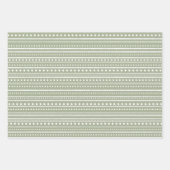 Bamanko Boho Sage Green Stippen and Stripes Patter Inpakpapier Vel (Voorkant 2)