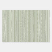Bamanko Boho Sage Green Stippen and Stripes Patter Inpakpapier Vel (Voorkant)