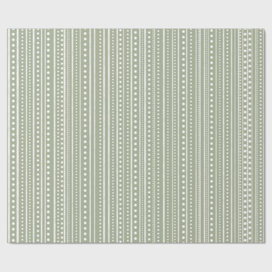 Bamanko Dotted Striped Mudcloth Pattern Sage Green Cadeaupapier (Vlak)