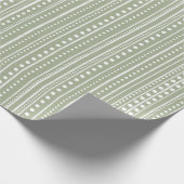 Bamanko Dotted Striped Mudcloth Pattern Sage Green Cadeaupapier (Hoek)