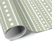 Bamanko Dotted Striped Mudcloth Pattern Sage Green Cadeaupapier (Rol Hoek)