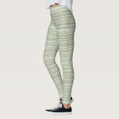 Bamanko Dotted Striped Mudcloth Pattern Sage Green Leggings (Links)