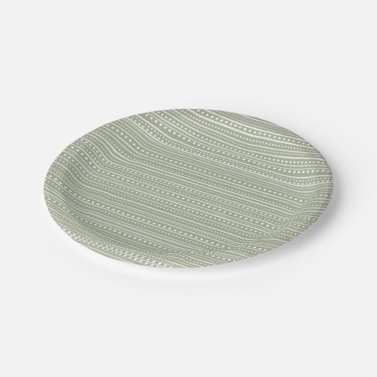 Bamanko Dotted Striped Mudcloth Pattern Sage Green Papieren Bordje (Gekanteld)