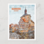 Bamberg Duitsland Beroemde Reisplaats Waterverf Briefkaart (Voorkant)
