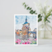 Bamberg Duitsland Beroemde Reisplaats Waterverf Briefkaart (Staand voorkant)