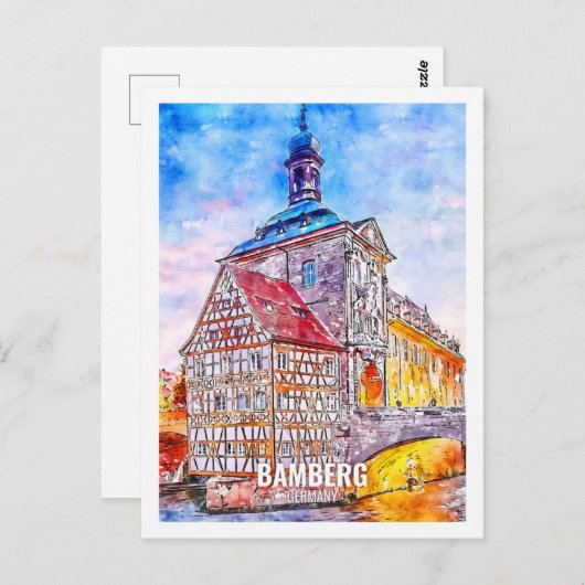 Bamberg Duitsland Travel Place Waterverf Briefkaart (Voorkant / Achterkant)