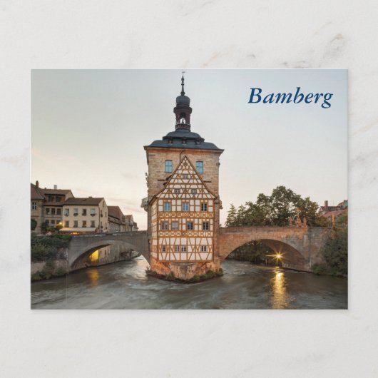 Bamberg Old Town Hall en Obere Bridge Briefkaart