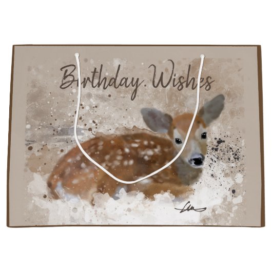 Bambi Deer Waterverf Gepersonaliseerd Groot Cadeauzakje (Voorkant)